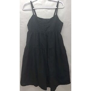 Vintage SO Tiered Mini Dress‎ Seersucker Adj Strap 90's Y2K Goth Fairy Lined